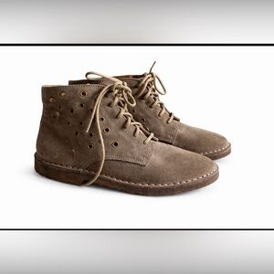 J Crew Desert Boot Womens 8.5 Brown Suede Lace Up Crepe Sole Made In Italy